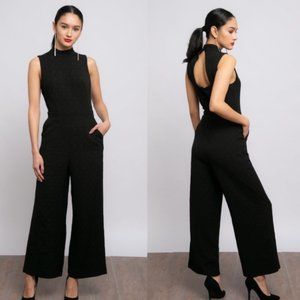 Eva Franco fro Anthropologie Charley Black Halter Jumpsuit Size Medium